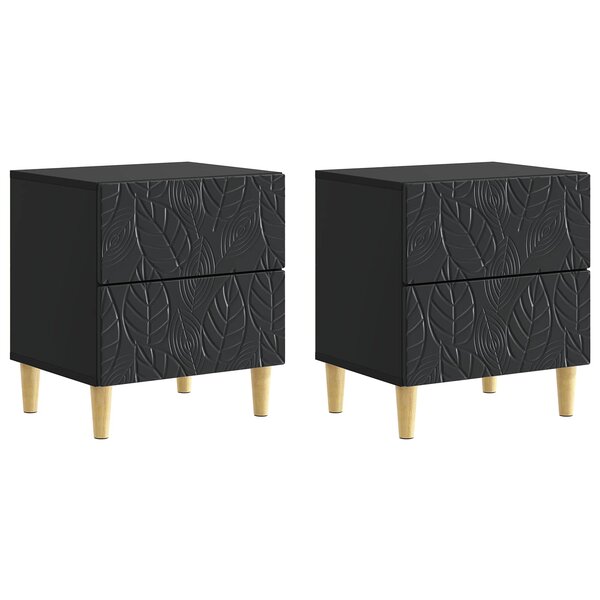vidaXL Table de chevet 2 Pièces Noir 43 x 34 5 x 48 cm Bois d'ingénierie