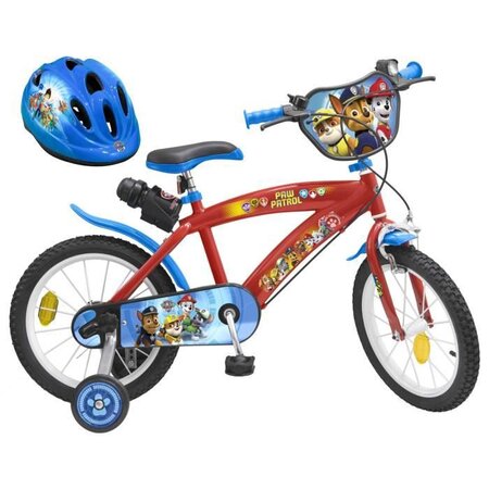 PAT'PATROUILLE Vélo 16 + Casque - Enfant - Rouge et bleu