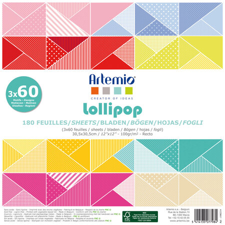 Bloc papier 30 cm lollipop 180 feuilles