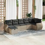 vidaXL Salon de jardin avec coussins 7 Pièces gris clair résine tressée