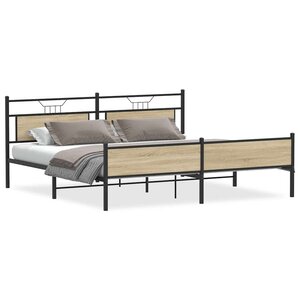 vidaXL Cadre de lit en métal sans matelas chêne sonoma 193x201 cm