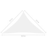 vidaXL Voile de parasol tissu oxford triangulaire 3 5x3 5x4 9 m blanc