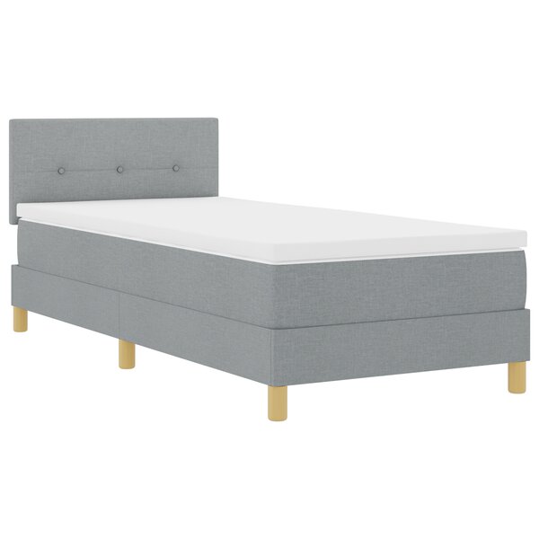 vidaXL Lit Box Spring avec Matelas & LED Gris Clair 80x200 cm Tissu