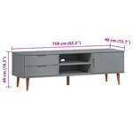 vidaXL Meuble TV MOLDE Gris 158x40x49 cm Bois de pin massif