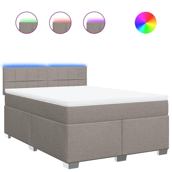 vidaXL Sommier à lattes de lit avec matelas Taupe 140x200 cm Tissu