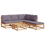 vidaXL Salon de jardin 6 Pièces avec coussins bois d'acacia solide