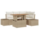 vidaXL Ensemble de canapé de jardin 5 pièces avec coussins beiges en poly rotin