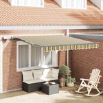 vidaXL Auvent Rétractable Vert et jaune 350 x 250 cm tissu