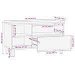 vidaXL Meuble TV noir 80x33 5x46 cm bois massif manguier brut