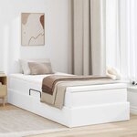 vidaXL Lit avec rangement et matelas Blanc 90 x 200 cm Simili cuir