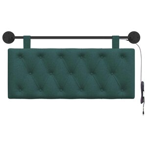 vidaXL Tête de lit suspendue Avec lumière LED Vert foncé Tissu