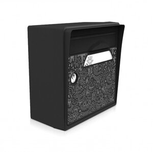 Boîte aux lettres compacte noire-artiste[SKWAK] – "The Black Maniac" – fabriquée en France – en résine – ne rouille pas – porte interchangeable