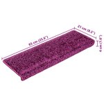vidaXL Tapis d'escalier 20 pièces 65 x 21 x 4 cm Violet Bord rectangulaire
