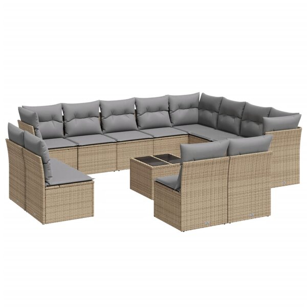 vidaXL Salon de jardin avec coussins 13 Pièces beige résine tressée