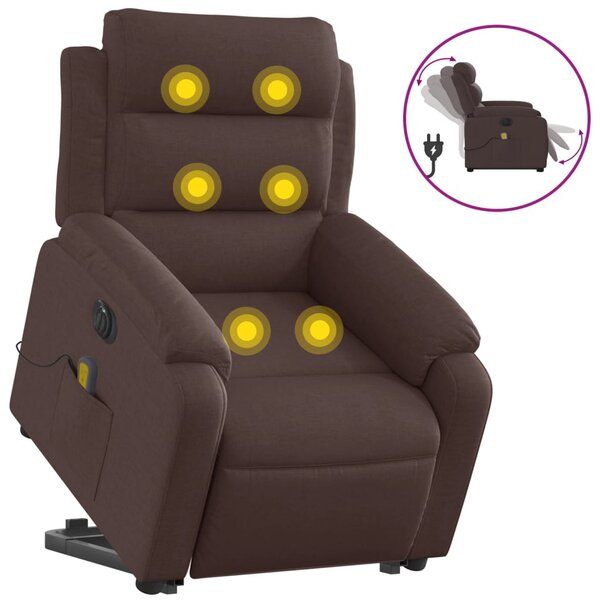 vidaXL Fauteuil inclinable de massage électrique Marron foncé Tissu