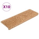 vidaXL Tapis d'escalier 10 Pièces 65x21x4 cm Beige