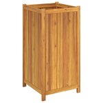 vidaXL Jardinière avec doublure 50x50x100 cm bois massif d'acacia