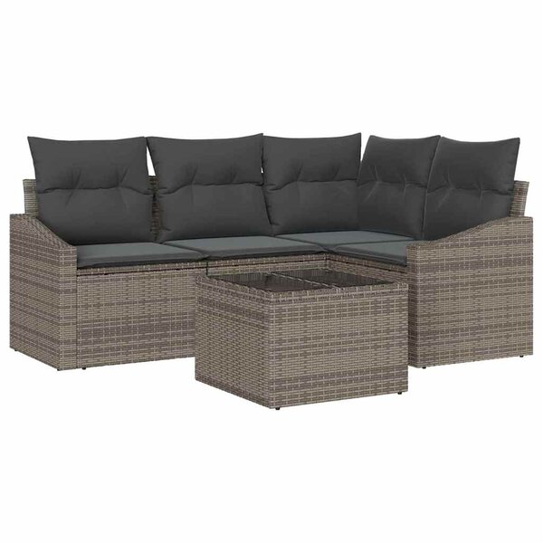 vidaXL Ensemble de canapé de jardin 5 Pièces Gris Poly rotin