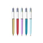 BIC My 4 Colours Box - Stylos-Billes Rétractables a Pointe Moyenne (1,0 mm), Boîte de 5