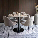 2 chaises de salle à manger en velours gris avec pieds noirs