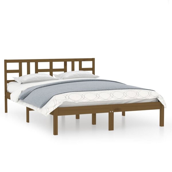 vidaXL Cadre de lit Marron miel Bois de pin massif 160x200 cm