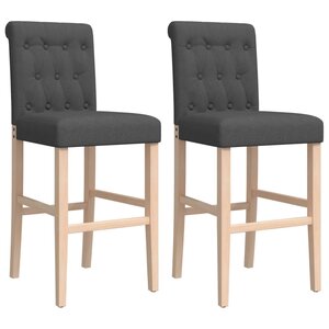 vidaXL Chaises de bar lot de 2 bois massif d'hévéa et tissu