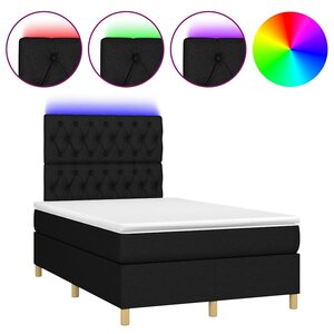 vidaXL Sommier à lattes de lit matelas et LED noir 120x190 cm tissu