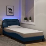 vidaXL Cadre de lit avec lumières LED bleu 90x200 cm tissu