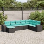 vidaXL Salon de jardin 8 Pièces avec coussins noir résine tressée