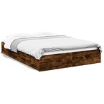 vidaXL Cadre de lit et tiroirs chêne fumé 150x200 cm bois d'ingénierie