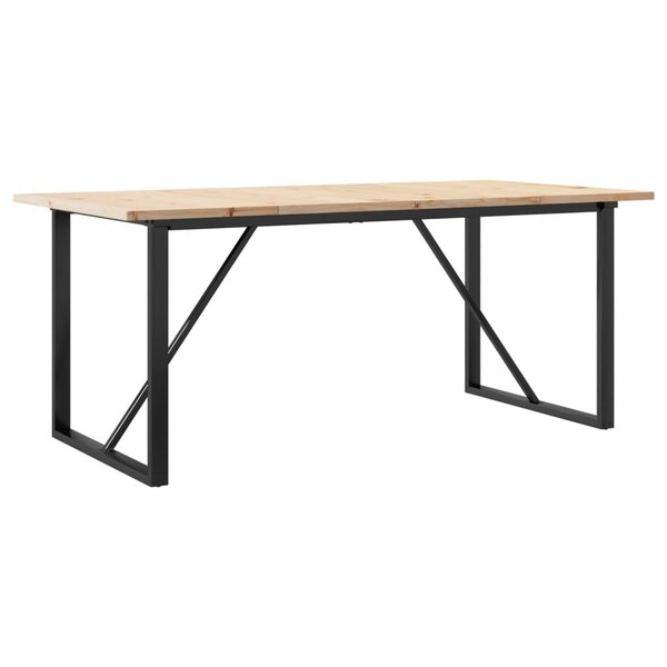 vidaXL Table à manger cadre en O 180x90x75 5 cm bois pin massif acier