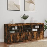 vidaXL Buffet avec lumières LED chêne fumé 162x37x67 cm