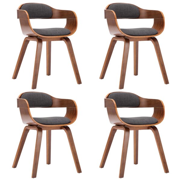 vidaXL Chaises à manger lot de 4 gris foncé tissu et bois courbé