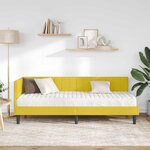 vidaXL Cadre de lit d'angle avec matelas 2 Pièces Jaune Velours