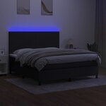 vidaXL Sommier à lattes de lit et matelas et LED Noir 160x200 cm Tissu