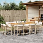 vidaXL Ensemble à manger de jardin et coussins 13 Pièces beige