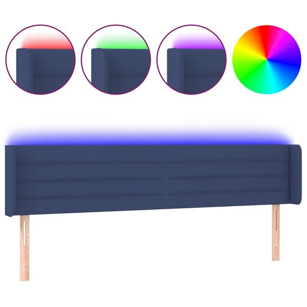vidaXL Tête de lit à LED Bleu 163x16x78/88 cm Tissu