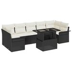 vidaXL Ensemble de canapé de jardin avec coussin 8 Pièces Noir Poly rotin