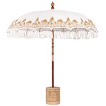 vidaXL Parasol balinais 260 Crème 210-220 cm Coton et bois massif
