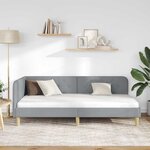 vidaXL Cadre de lit d'angle Gris clair 100 x 200 cm tissu