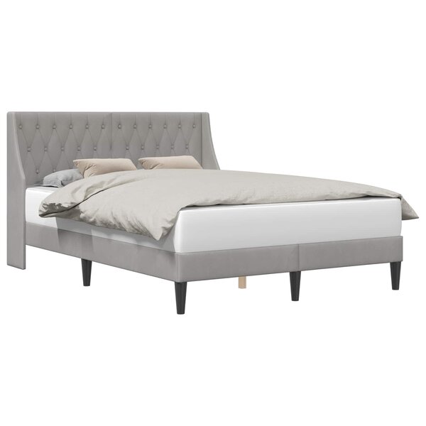 vidaXL Cadre de lit avec tête de lit Gris clair 160 x 200 cm Velours