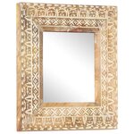 vidaXL Miroir sculpté à la main 50x50x2 6 cm Bois de manguier solide