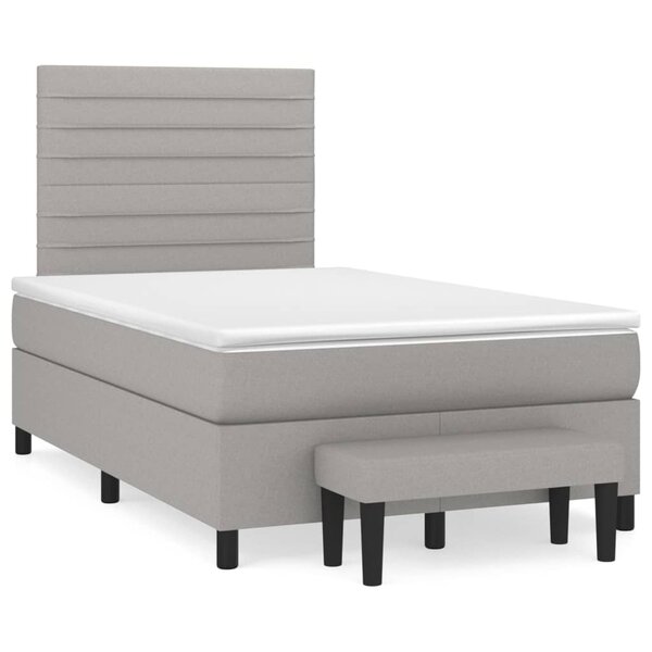 vidaXL Sommier à lattes de lit avec matelas Gris clair 120x200cm Tissu