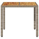 vidaXL Table de jardin et dessus en bois d'acacia gris résine tressée