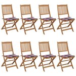 vidaXL Chaises pliables de jardin 8 Pièces avec coussins Bois d'acacia
