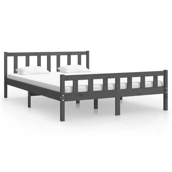 vidaXL Cadre de lit Gris Bois massif 120x200 cm