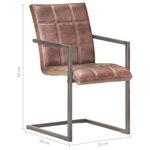 vidaXL Chaises à manger cantilever lot de 2 marron cuir véritable