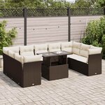 vidaXL Salon de jardin 10 Pièces avec coussins marron résine tressée