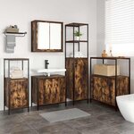 vidaXL Ensemble de mobilier de salle de bain 5 Pièces Chêne fumé et noir