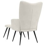 vidaXL Chaise de relaxation avec tabouret Blanc crème Velours